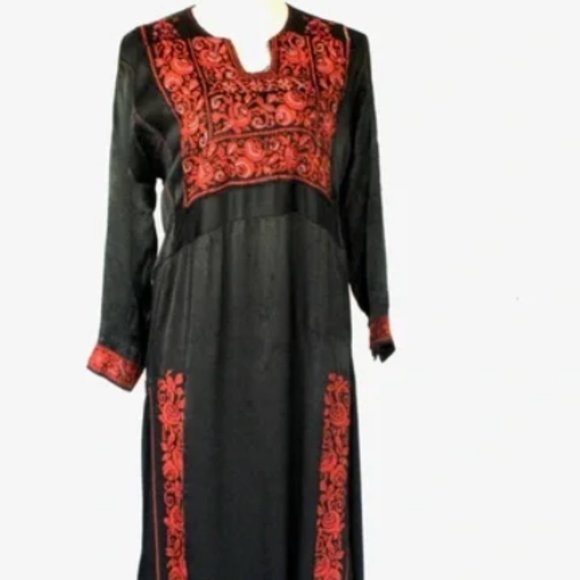 1920-1930 Rare Vintage Palestinina Handmade Embroidery  Dress Thobe Kaftan - Picture 2 of 4